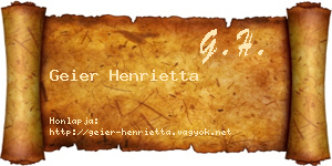 Geier Henrietta névjegykártya